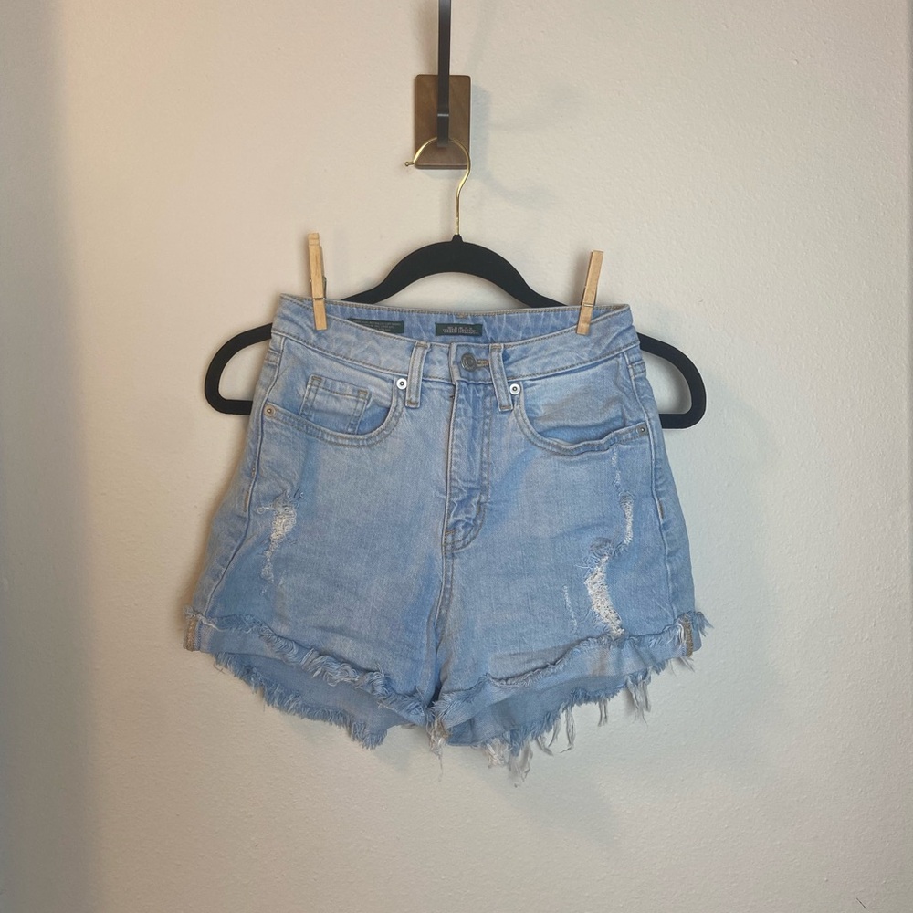 Wild Fable Light Blue Frayed Denim Shorts Super high Rise